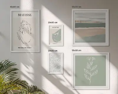 Stylowe grafiki roślinne zestaw 5 obrazów w ramie