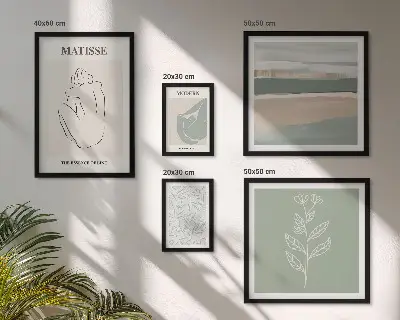 Stylowe grafiki roślinne zestaw 5 obrazów w ramie