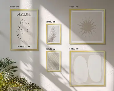 Galeria obrazów na ścianę w stylu boho z minimalistycznymi formami