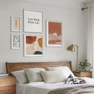 Galeria obrazów na ścianę stylowe grafiki abstrakcyjne ze słońcem