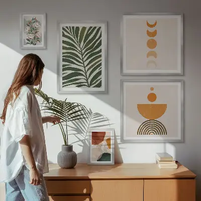 Zestaw obrazów dekoracja ścienna z roślinnymi wzorami w stylu boho