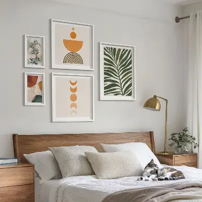 Zestaw obrazów dekoracja ścienna z roślinnymi wzorami w stylu boho