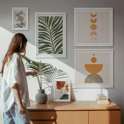 Zestaw obrazów dekoracja ścienna z roślinnymi wzorami w stylu boho