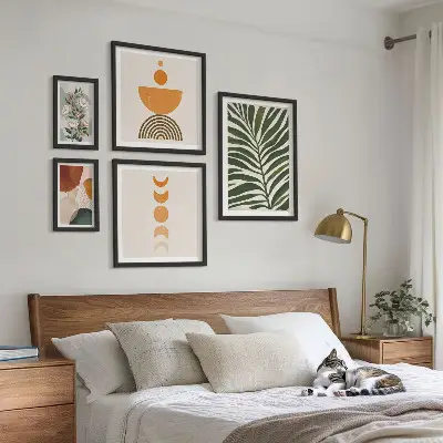 Zestaw obrazów dekoracja ścienna z roślinnymi wzorami w stylu boho