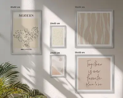 Zestaw obrazów w ramie do galerii ściennej w stylu nowoczesnym minimalistycznym