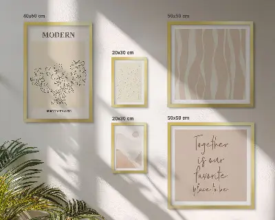 Zestaw obrazów w ramie do galerii ściennej w stylu nowoczesnym minimalistycznym