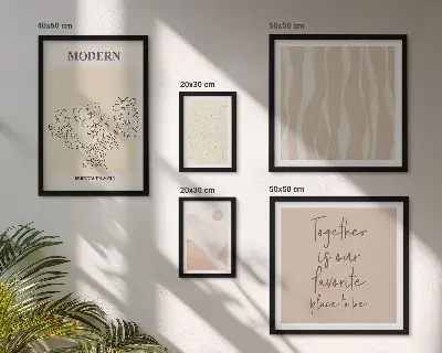 Zestaw obrazów w ramie do galerii ściennej w stylu nowoczesnym minimalistycznym