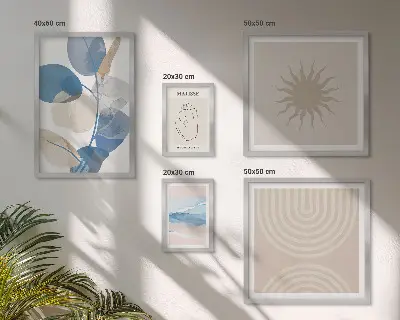 Zestaw obrazów w ramie do galerii ściennej ze stylowymi abstrakcyjnymi roślinami