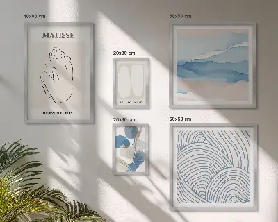 Zestaw 5 obrazów w ramie stylowe grafiki z motywem natury i abstrakcji