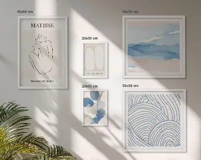 Zestaw 5 obrazów w ramie stylowe grafiki z motywem natury i abstrakcji