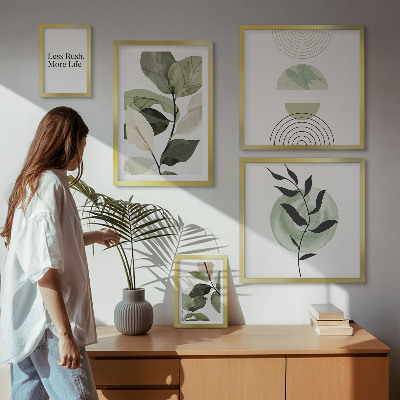Galeria obrazów na ścianę Stylowe roślinne grafiki wnętrz