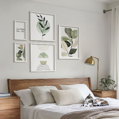 Galeria obrazów na ścianę Stylowe roślinne grafiki wnętrz
