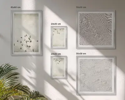 Minimalistyczny malunek ptaków zestaw 5 obrazów w ramie