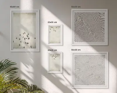 Minimalistyczny malunek ptaków zestaw 5 obrazów w ramie