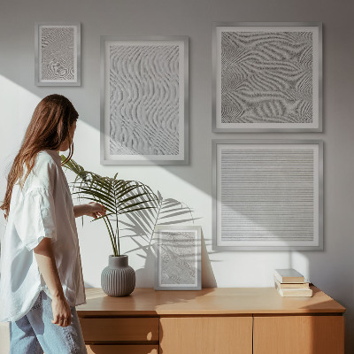 Zestaw obrazów w ramie do galerii ściennej Wzory piasku struktury geometria