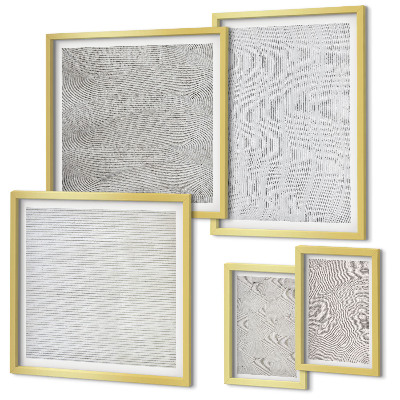 Zestaw obrazów w ramie do galerii ściennej Wzory piasku struktury geometria