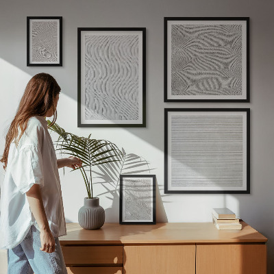 Zestaw obrazów w ramie do galerii ściennej Wzory piasku struktury geometria