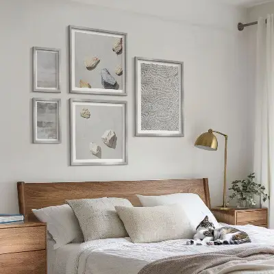 Nowoczesne tekstury minimalistyczne zestaw 5 obrazów w ramie