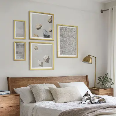 Nowoczesne tekstury minimalistyczne zestaw 5 obrazów w ramie