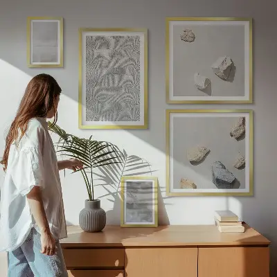 Nowoczesne tekstury minimalistyczne zestaw 5 obrazów w ramie