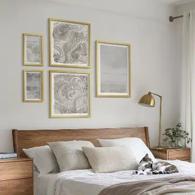 Zestaw obrazów w ramie do galerii ściennej wytarte tekstury w nowoczesnym stylu