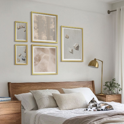 Zestaw obrazów w ramie do galerii ściennej Boho kamienie plaża dekoracje