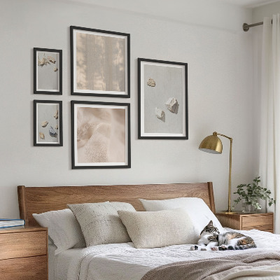 Zestaw obrazów w ramie do galerii ściennej Boho kamienie plaża dekoracje