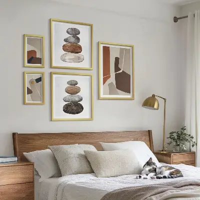 Zestaw 5 obrazów w ramie abstrakcyjna sztuka w stylu boho