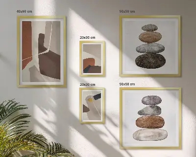 Zestaw 5 obrazów w ramie abstrakcyjna sztuka w stylu boho
