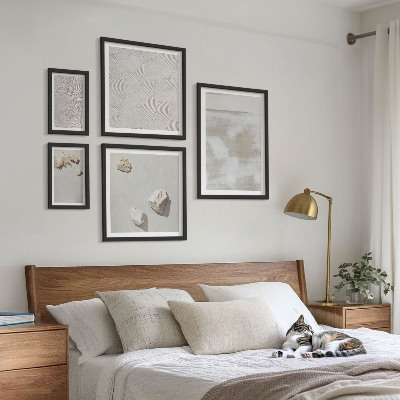Zestaw obrazów w ramie do galerii ściennej Piasek kamienie boho tekstura