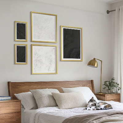 Zestaw 5 obrazów w ramie Ciemne jasne marmury glamour