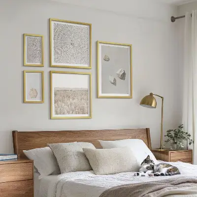 Galeria obrazów na ścianę jasne tekstury piasku w stylu boho