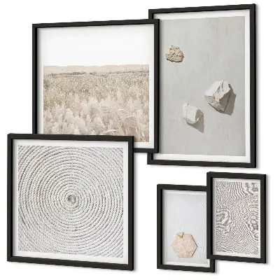 Galeria obrazów na ścianę jasne tekstury piasku w stylu boho