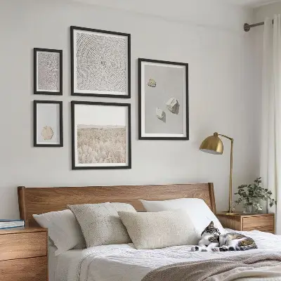 Galeria obrazów na ścianę jasne tekstury piasku w stylu boho
