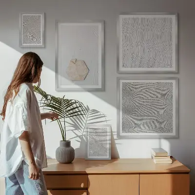 Zestaw obrazów dekoracja ścienna jasne tekstury piasku w stylu boho