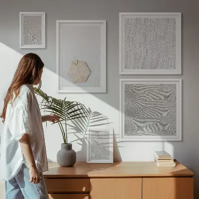 Zestaw obrazów dekoracja ścienna jasne tekstury piasku w stylu boho