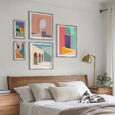 Galeria obrazów na ścianę Kolorowe ilustracje miasta