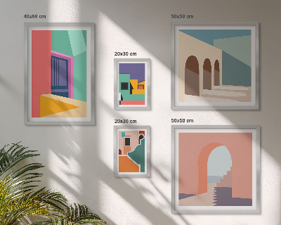Galeria obrazów na ścianę Kolorowe ilustracje miasta