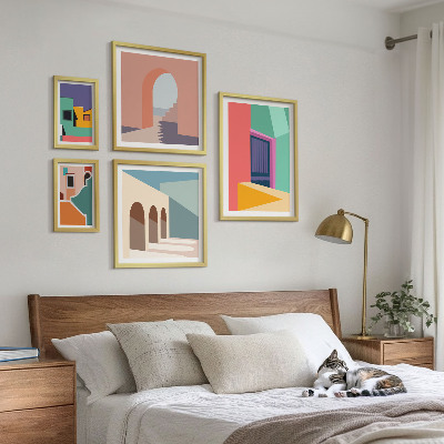 Galeria obrazów na ścianę Kolorowe ilustracje miasta