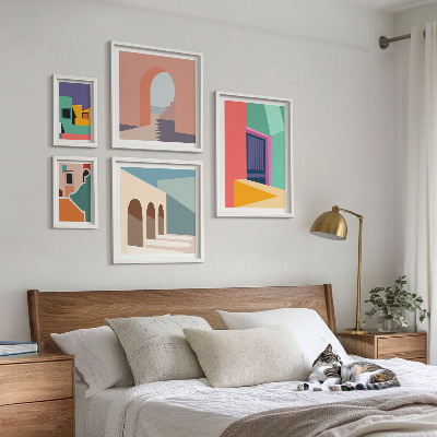 Galeria obrazów na ścianę Kolorowe ilustracje miasta