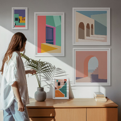 Galeria obrazów na ścianę Kolorowe ilustracje miasta
