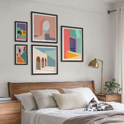 Galeria obrazów na ścianę Kolorowe ilustracje miasta
