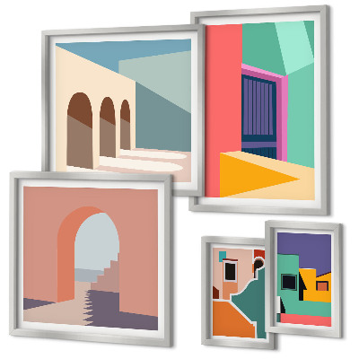 Galeria obrazów na ścianę Kolorowe ilustracje miasta
