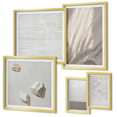 Zestaw obrazów w ramie do galerii ściennej delikatne tekstury w stylu boho inspirowane naturą