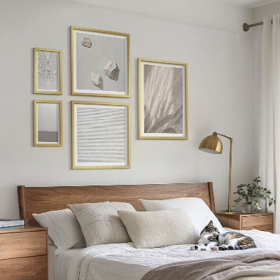 Zestaw obrazów w ramie do galerii ściennej Delikatne boho tekstury natury