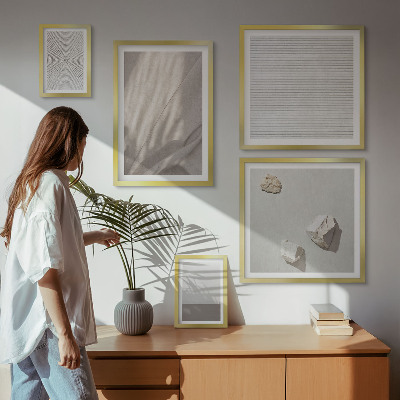 Zestaw obrazów w ramie do galerii ściennej Delikatne boho tekstury natury