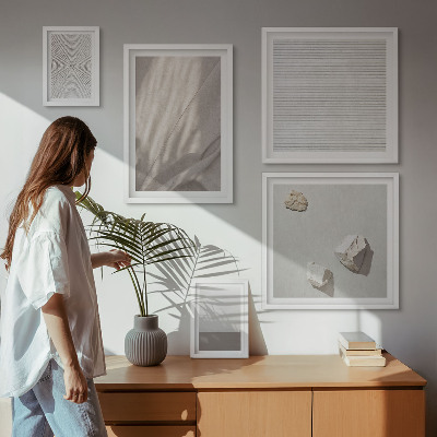 Zestaw obrazów w ramie do galerii ściennej Delikatne boho tekstury natury