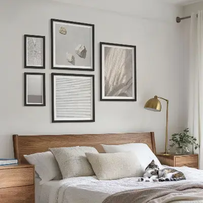 Zestaw obrazów w ramie do galerii ściennej delikatne tekstury w stylu boho inspirowane naturą
