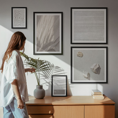 Zestaw obrazów w ramie do galerii ściennej Delikatne boho tekstury natury