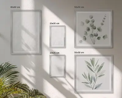 Zestaw 5 obrazów w ramie z motywem eleganckiej struktury marmuru i gałązek